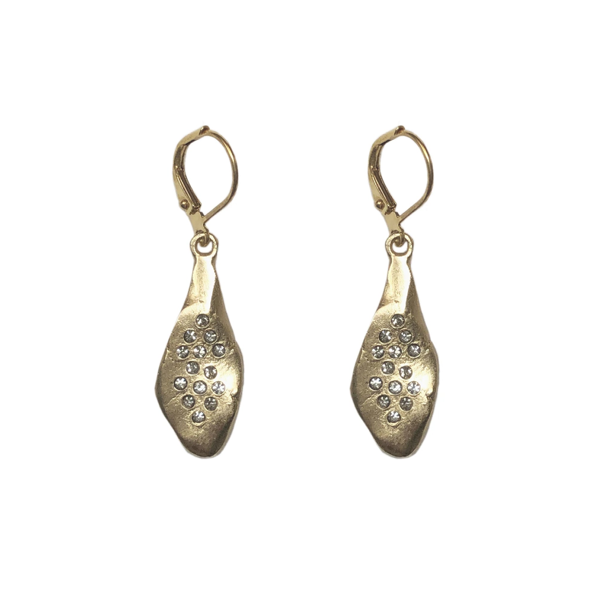 GOLD TEAR DROP CRYSTAL IMPRESSION EARRINGS