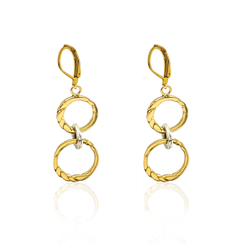 GOLD DOUBLE TWISTED RING EARRINGS