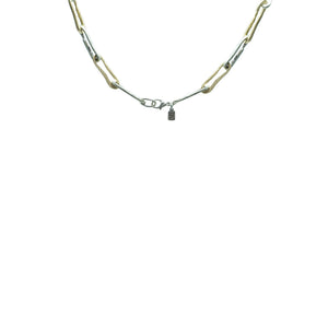 TWO TONE SAFETY PIN LINK NECKLACE