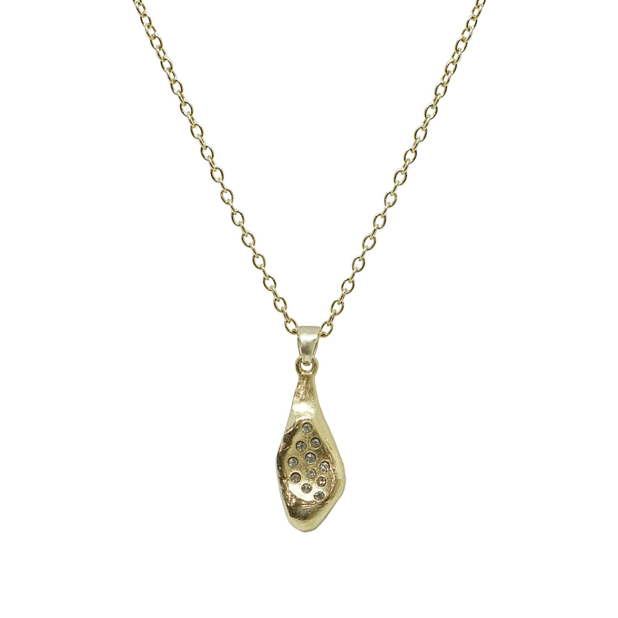 GOLD IMPRESSION TEAR DROP NECKLACE
