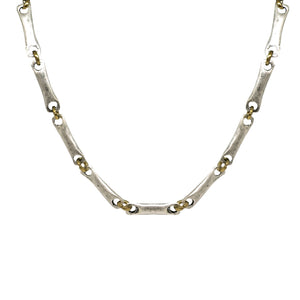 VINTAGE SILVER FLAT LINK AND RING CHAIN NECKLACE