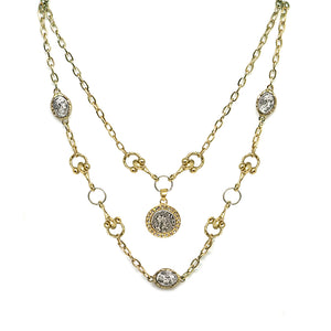 GOLD TWO TIER MINI COIN AND HORSEBIT NECKLACE