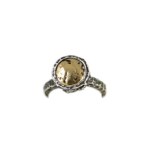 VINTAGE SILVER HIGH TOP RING WITH VINTAGE SILVER COIN