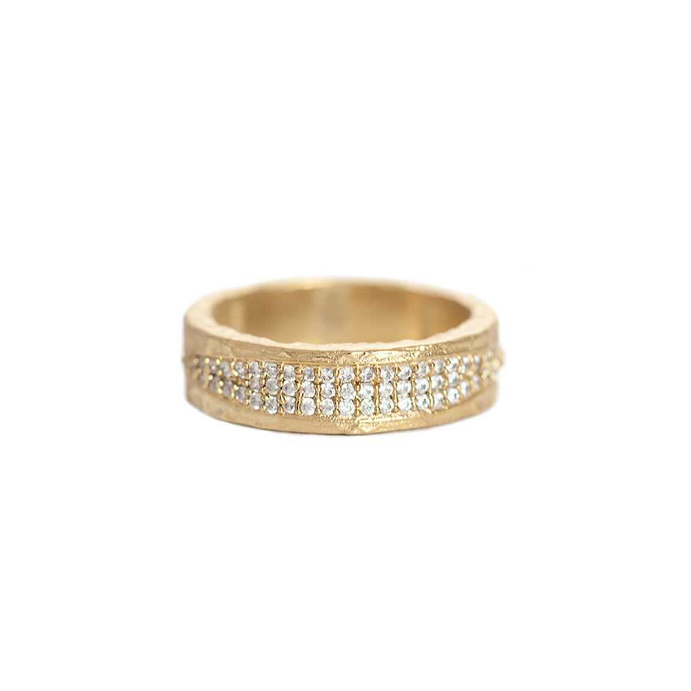 GOLD VELEN CRYSTAL INLAY BAND RING