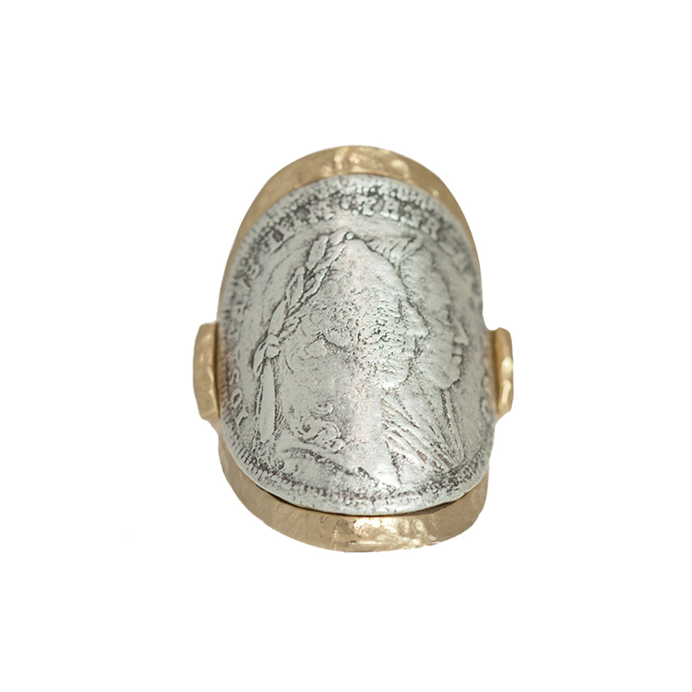 GOLD MARIA THERESA CURVED COIN RING