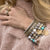 GUNMETAL BELA SMALL OVAL MOONSTONE & COIN BANGLE