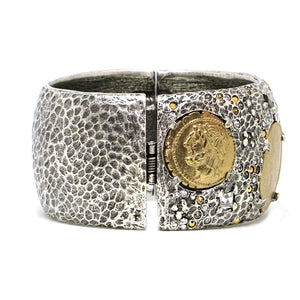 VINTAGE SILVER COIN THICK BANGLE